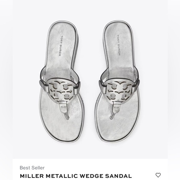 Tory Burch Shoes - Tory Burch Silver Sandals with Medallion Design